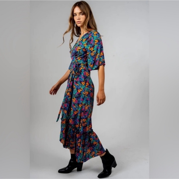 Silk & Salt Journey Flower Maxi Wrap Dress Size XL - Picture 3 of 16
